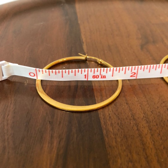 Gold Hoop Earrings Approximately 1.5” Diameter - Picture 3 of 5